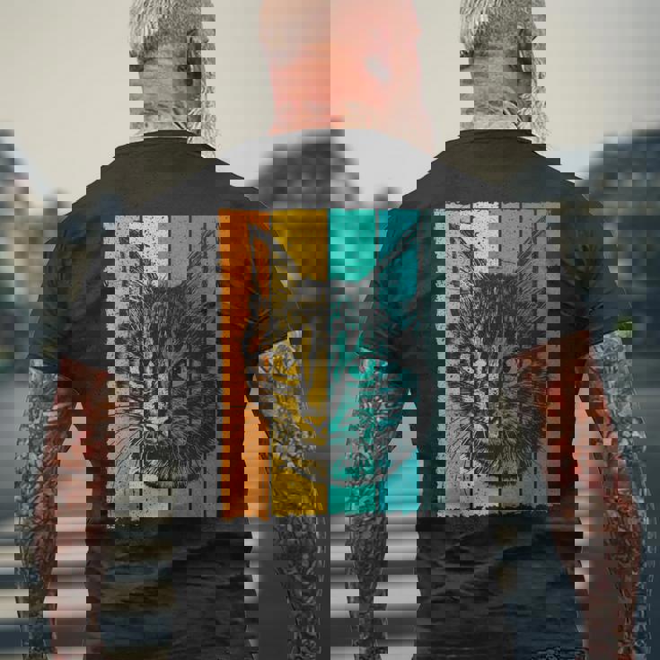 猫、レトロ メンズTシャツ バックプリント 高齢者への贈り物