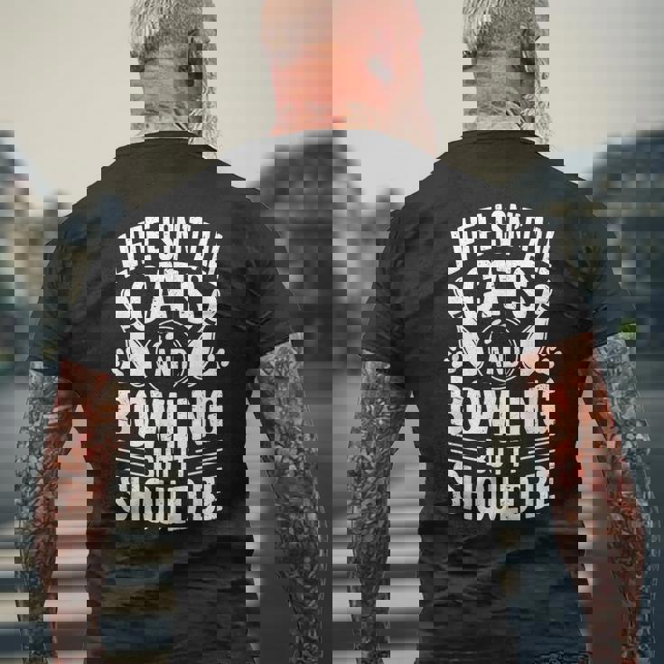 猫とボウリング 面白いボウラー ボウリング メンズTシャツ バックプリント 高齢者への贈り物