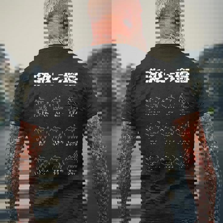 猫のしっぽ語 猫好き おもしろ 猫 ねこ ネコ 面白い ギフト にゃんこ ペット かわいい 猫 プリン メンズTシャツ バックプリント 高齢者への贈り物