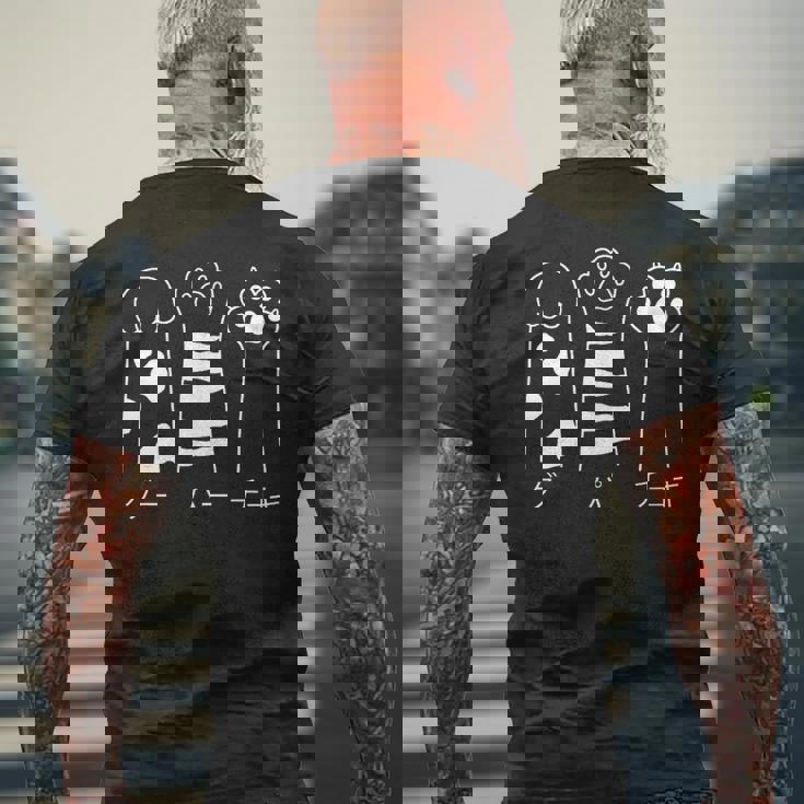 猫の肉球で遊ぶじゃんけんデザイン猫好き向け メンズTシャツ バックプリント 高齢者への贈り物