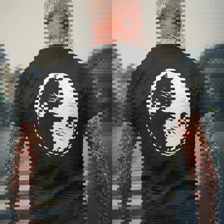 猫の陰陽相互接続 メンズTシャツ バックプリント 高齢者への贈り物