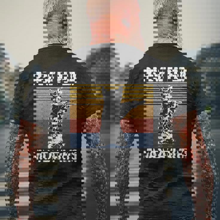 猫ビンテージpewpewpewマダファカス猫クレイジーピュー メンズTシャツ バックプリント 高齢者への贈り物