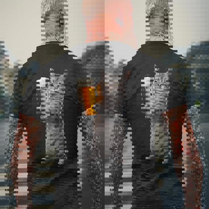 猫ビール メンズTシャツ バックプリント 高齢者への贈り物