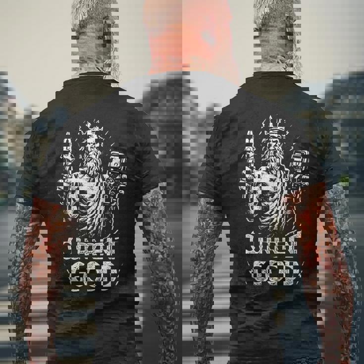 現神ゼウス ギリシャ神話 おもしろ電工 メンズTシャツ バックプリント 高齢者への贈り物