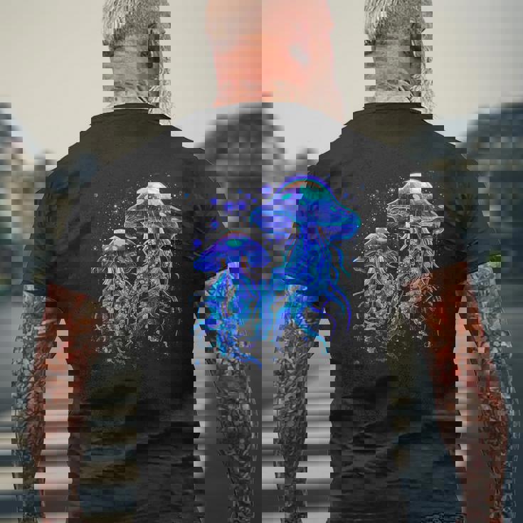 生物発光発光クラゲ メンズTシャツ バックプリント 高齢者への贈り物