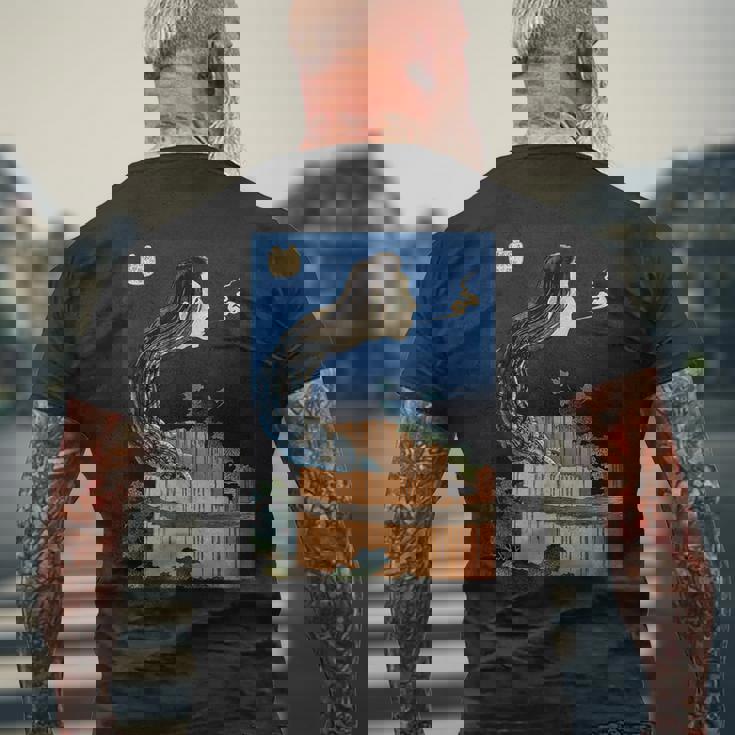 番町皿屋敷 百物語 怪談 葛飾 北斎 お皿のマンション お菊 日本美術 ハロウィン メンズTシャツ バックプリント 高齢者への贈り物