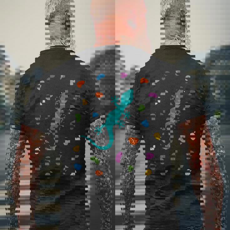 登山ゲッコ ボルダーグリップ付き ボルダリング ホール クライミング スポーツ メンズTシャツ バックプリント 高齢者への贈り物