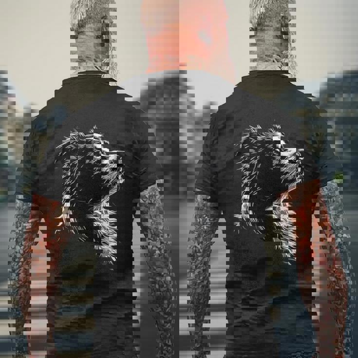 白黒ボーダーコリー メンズTシャツ バックプリント 高齢者への贈り物