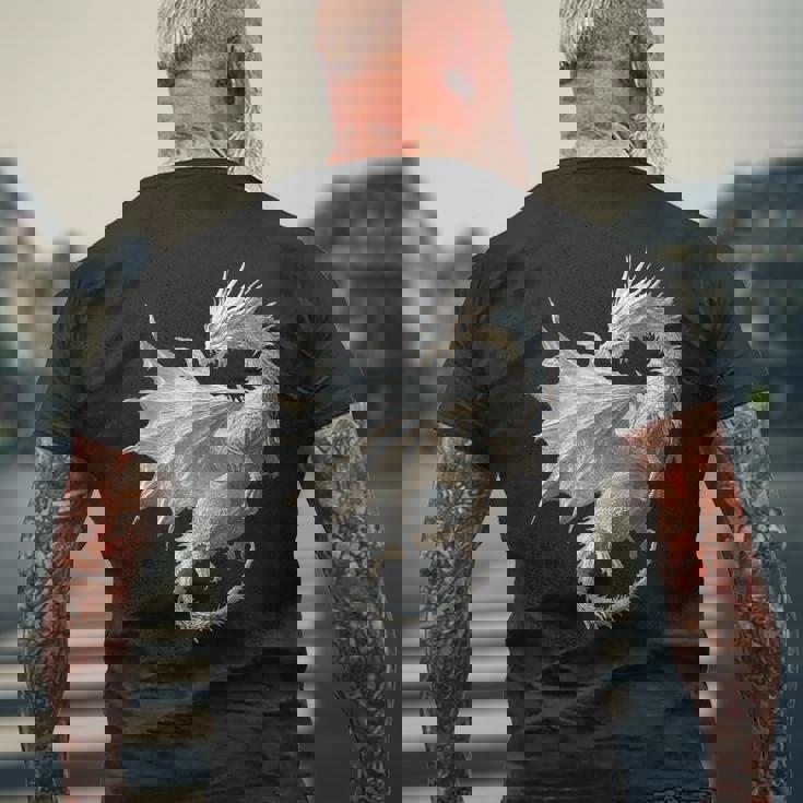 白龍 グラフィック 神話イラスト 白龍 メンズTシャツ バックプリント 高齢者への贈り物