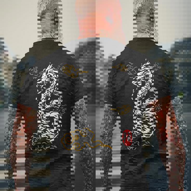 白龍、日本文化、縁起の良い メンズTシャツ バックプリント 高齢者への贈り物