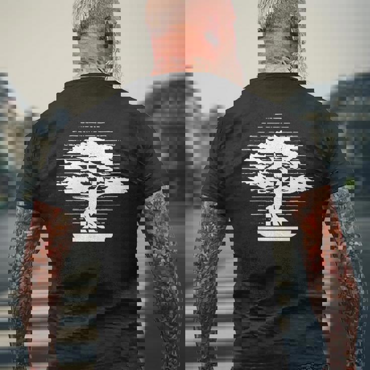 盆栽ロゴエンブレム 盆栽ポット ペンジン 屋内盆栽盆栽 メンズTシャツ バックプリント 高齢者への贈り物