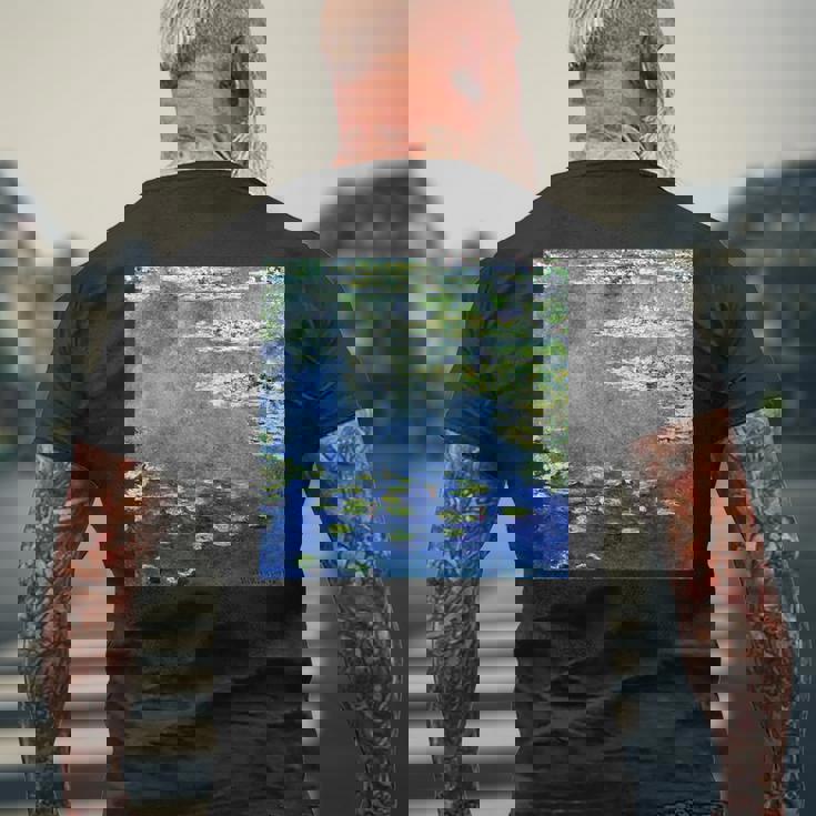 睡蓮の絵 メンズTシャツ バックプリント 高齢者への贈り物