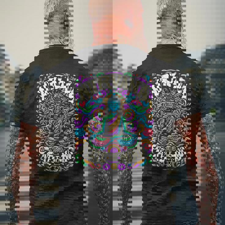 瞑想 Nirvanatate Of Mind ファニーグラフィックtシャツ メンズTシャツ バックプリント 高齢者への贈り物