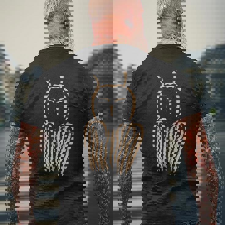 石器時代の洞窟壁画 フクロウの洞窟壁画 洞窟壁画 洞窟壁画 メンズTシャツ バックプリント 高齢者への贈り物