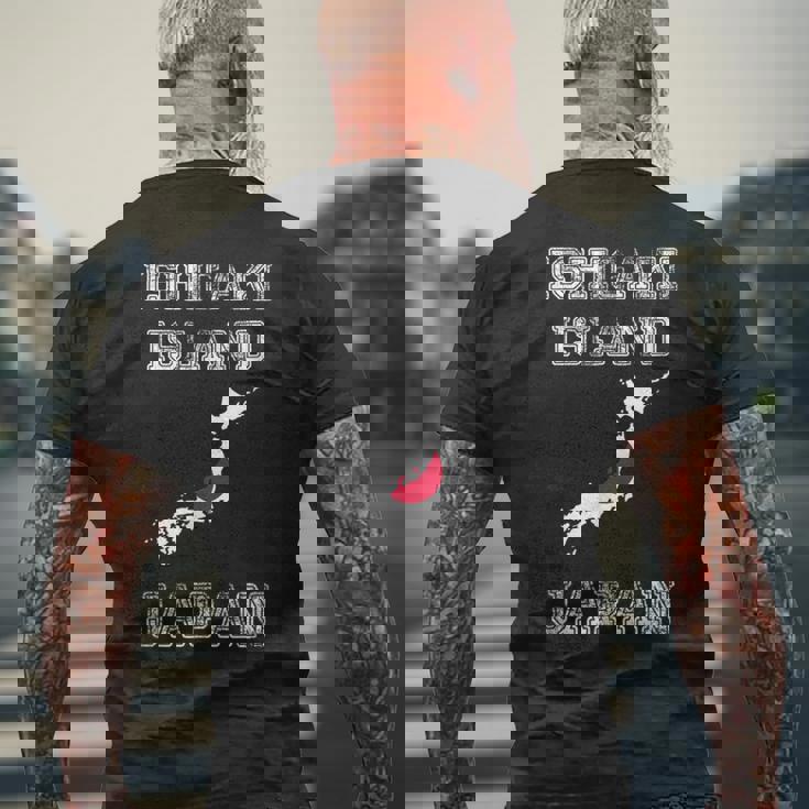 石垣島 日本 ヴィンテージ 日本 国旗 地図 デザイン メンズTシャツ バックプリント 高齢者への贈り物