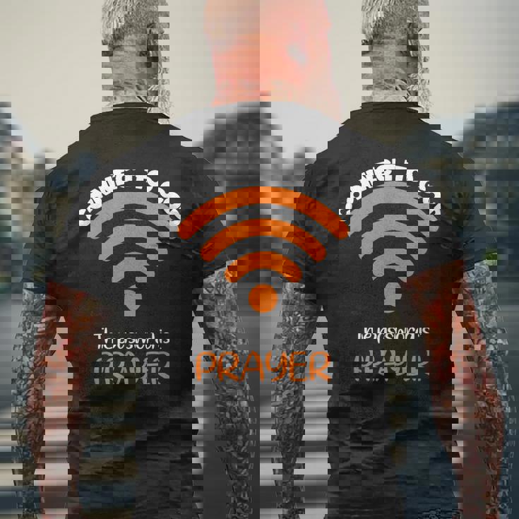 神とつながるパスワードは祈り神信仰イエス メンズTシャツ バックプリント 高齢者への贈り物