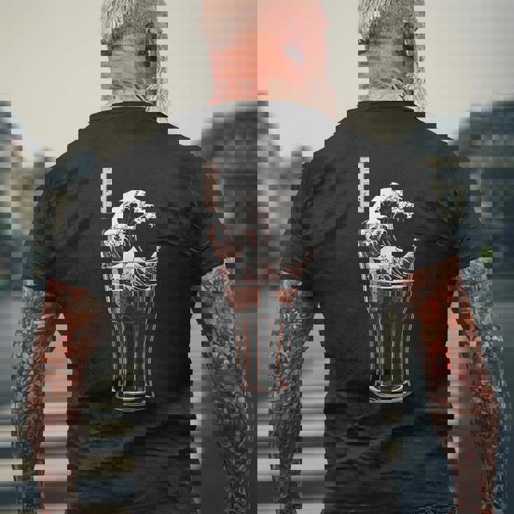 神奈川沖浪裏 コーラグラス 面白いアート メンズTシャツ バックプリント 高齢者への贈り物