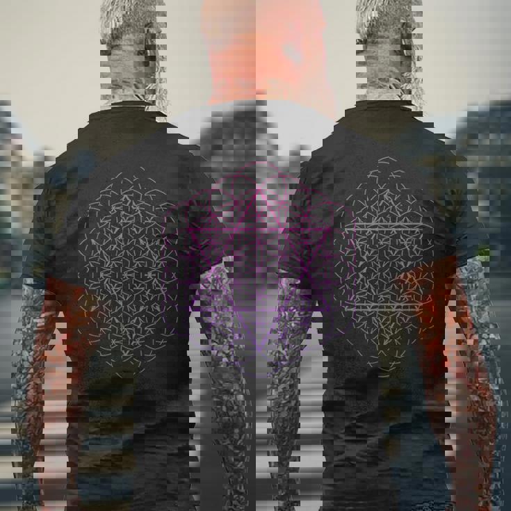 神聖幾何学 フラワーオブライフ 六芒星 メンズTシャツ バックプリント 高齢者への贈り物