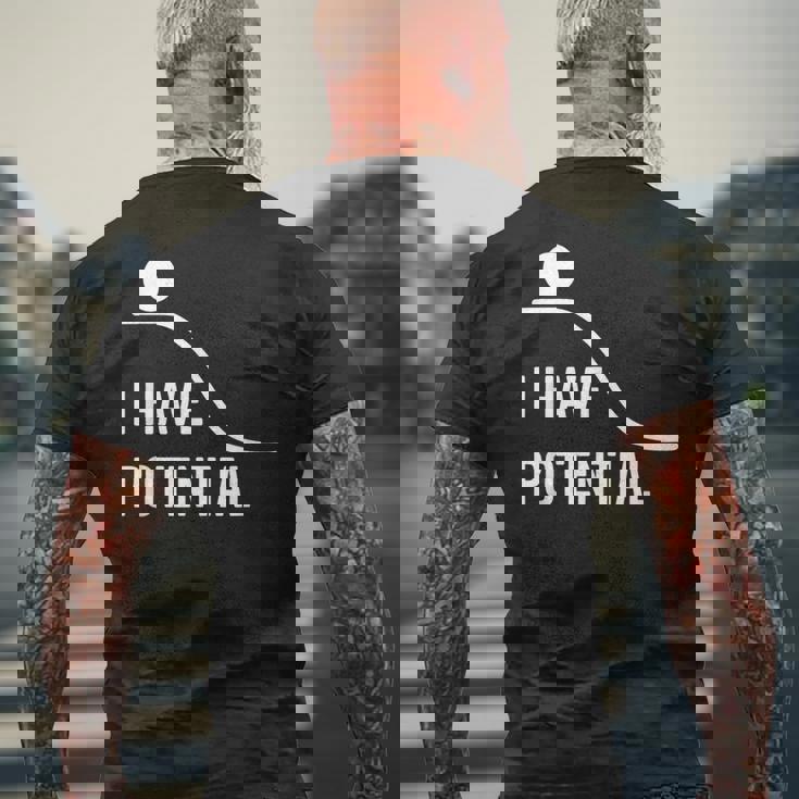 私には潜在的なエネルギーがあります-面白い物理学 メンズTシャツ バックプリント 高齢者への贈り物