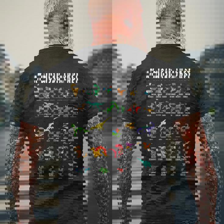 私の恐竜アルファベット爬虫類恐竜化石職業趣味 メンズTシャツ バックプリント 高齢者への贈り物