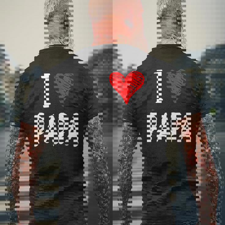 私はパパ 最高 お父さん 父 息子 娘 衣装 ハートが大好きです I Love Papa メンズTシャツ バックプリント 高齢者への贈り物