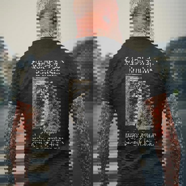 私は思わないので、私は日本のアライグマのミームではありません。 メンズTシャツ バックプリント 高齢者への贈り物