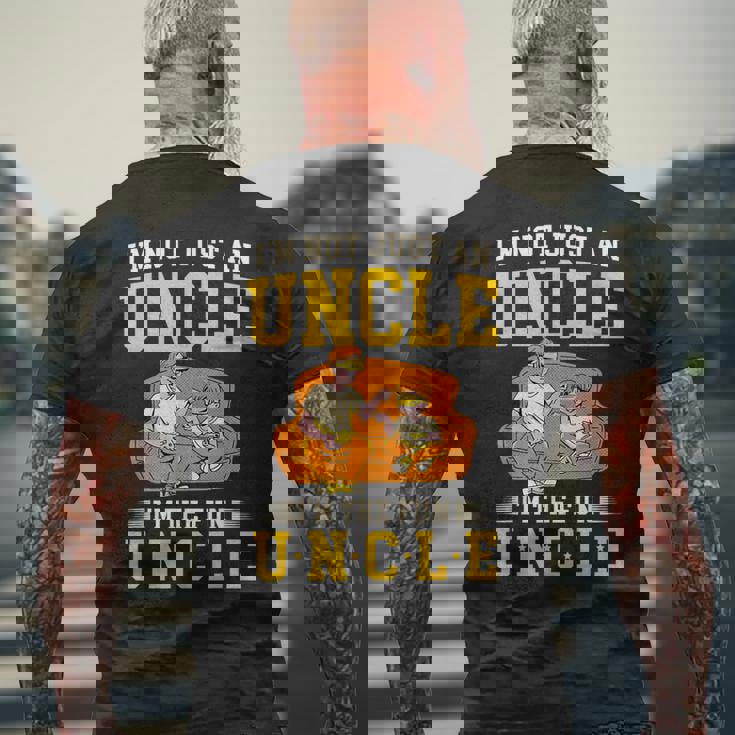 私は楽しいおじさんです 面白いパーティー愛好家のおじさん コスチュームのおじさん メンズTシャツ バックプリント 高齢者への贈り物