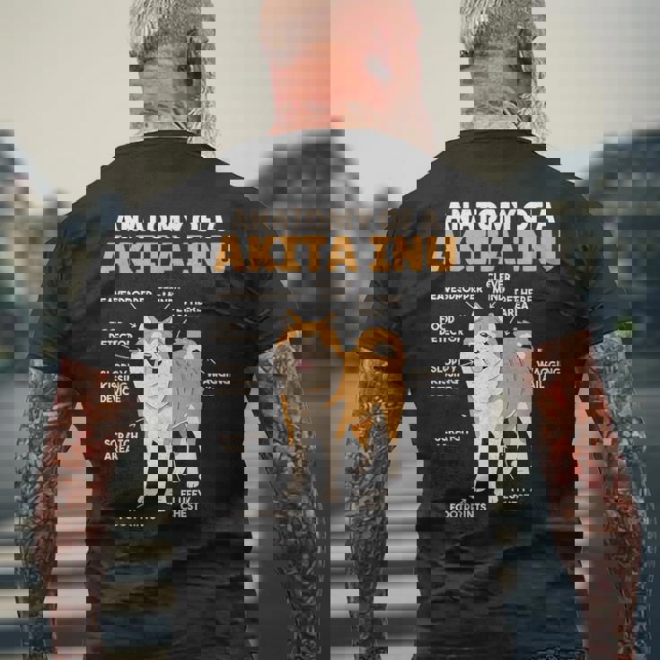 秋田犬 解剖学 甘い説明 秋田犬 メンズTシャツ バックプリント 高齢者への贈り物