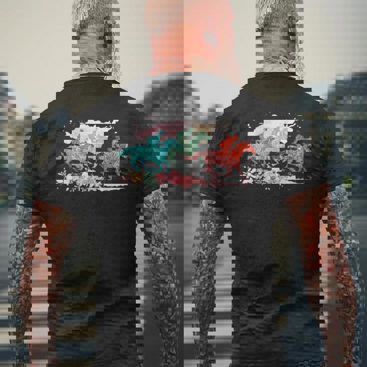 競馬 乗馬 トラックレース ロデオ 乗馬 ライダー メンズTシャツ バックプリント 高齢者への贈り物