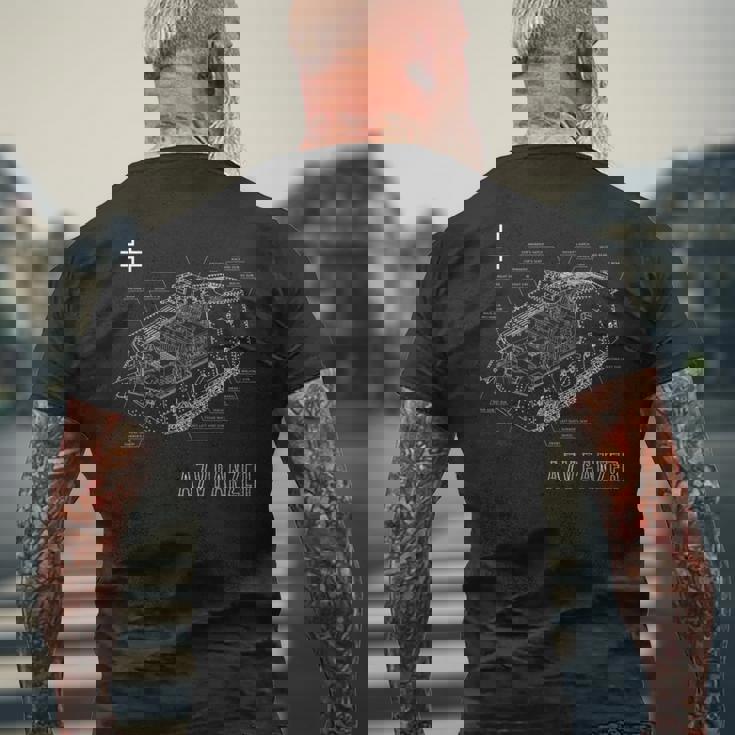 第一次世界大戦ドイツ戦車a7vの設計図 メンズTシャツ バックプリント 高齢者への贈り物