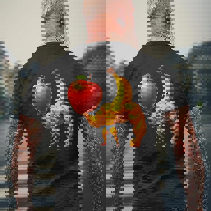 筋肉バナナリフティングジャイアントアップル メンズTシャツ バックプリント 高齢者への贈り物