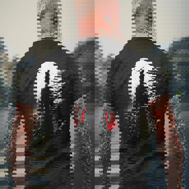 筒垣 ステンシル 染付 日本 美術 ギフト おもしろ メンズTシャツ バックプリント 高齢者への贈り物