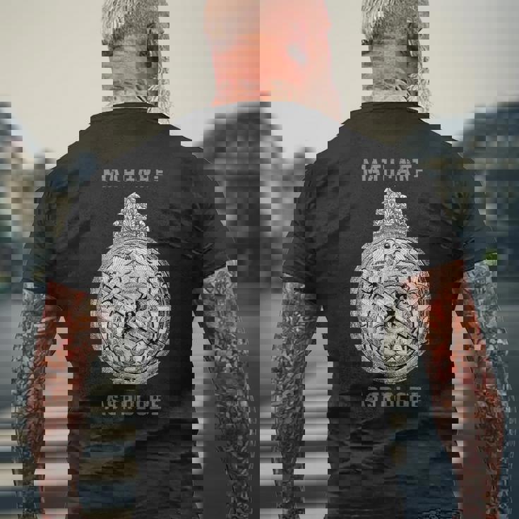 算数科学アストロラーベ、数学科学アート、占星術 メンズTシャツ バックプリント 高齢者への贈り物