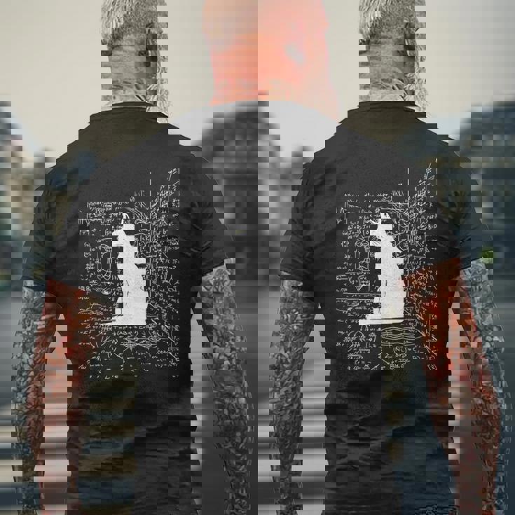 箱の中のシュレディンガーの猫 メンズTシャツ バックプリント 高齢者への贈り物