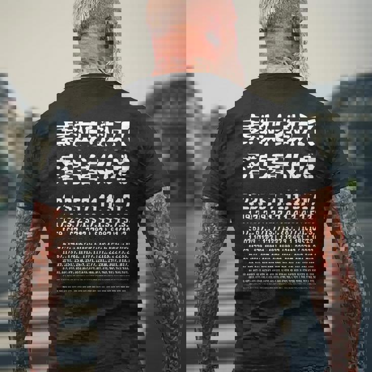 素数を数えて落ち着くんだ！ 数学者 ジョーク ウケ狙い お笑い好き ギャグ好き ジョーク好き 数学 おもしろ ネタ メンズTシャツ バックプリント 高齢者への贈り物