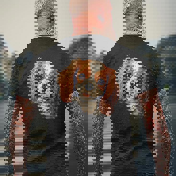 素敵で面白い覗き見犬 キャバリアキングチャールズスパニエル メンズTシャツ バックプリント 高齢者への贈り物