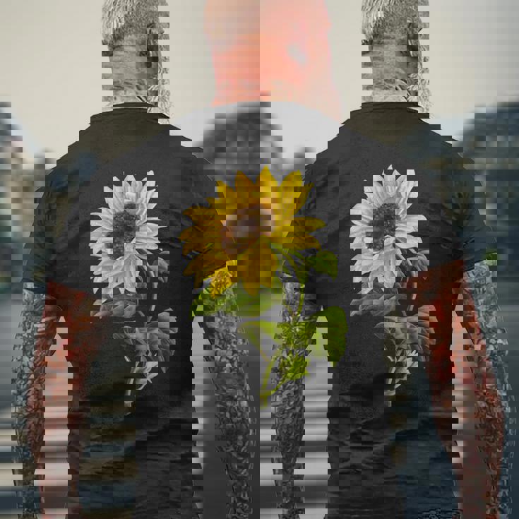 素敵なかわいいヒマワリの植物の花のアートワーク メンズTシャツ バックプリント 高齢者への贈り物