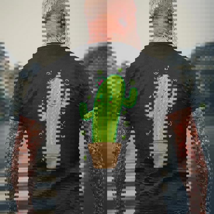 素敵なムードのサボテン メンズTシャツ バックプリント 高齢者への贈り物