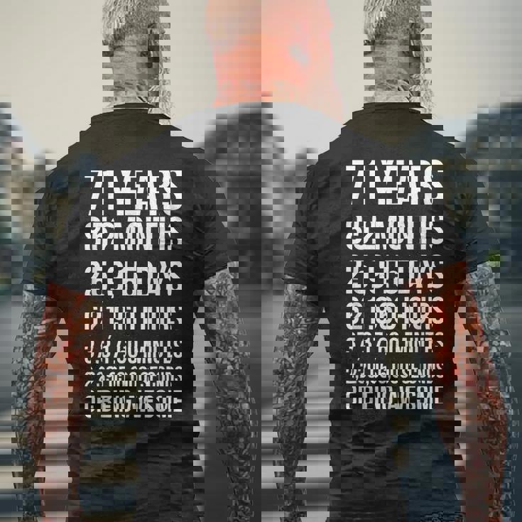 素晴らしい71歳の誕生日ギフト 面白い71歳の誕生日 メンズTシャツ バックプリント 高齢者への贈り物