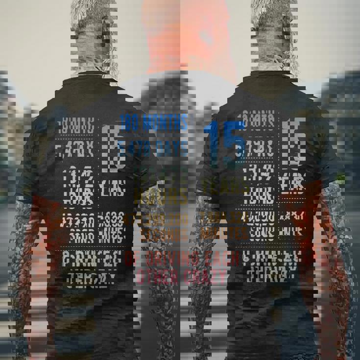 結婚15年 おもしろい 結婚15周年 メンズTシャツ バックプリント 高齢者への贈り物