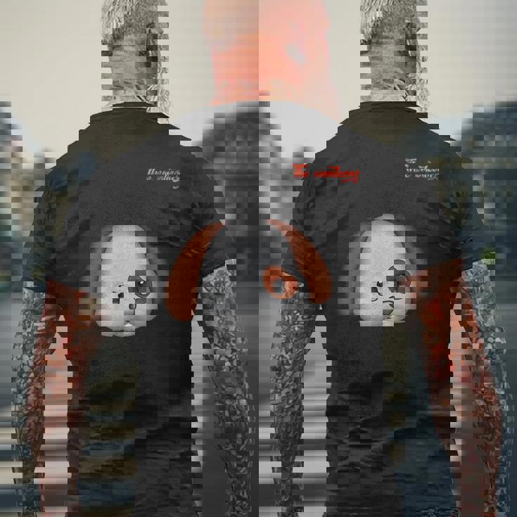 絵文字しかめっ面の怒った犬の顔 メンズTシャツ バックプリント 高齢者への贈り物