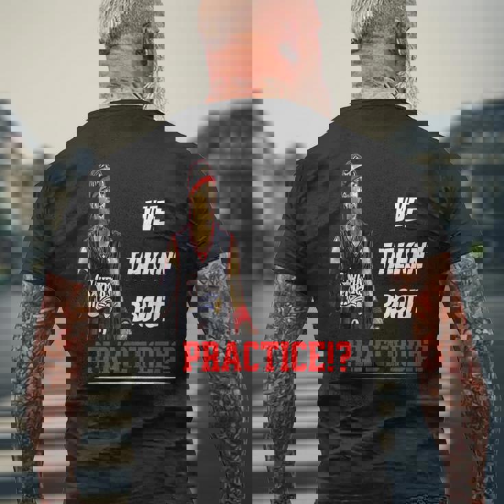 練習について話しています面白いアイバーソンその答え メンズTシャツ バックプリント 高齢者への贈り物