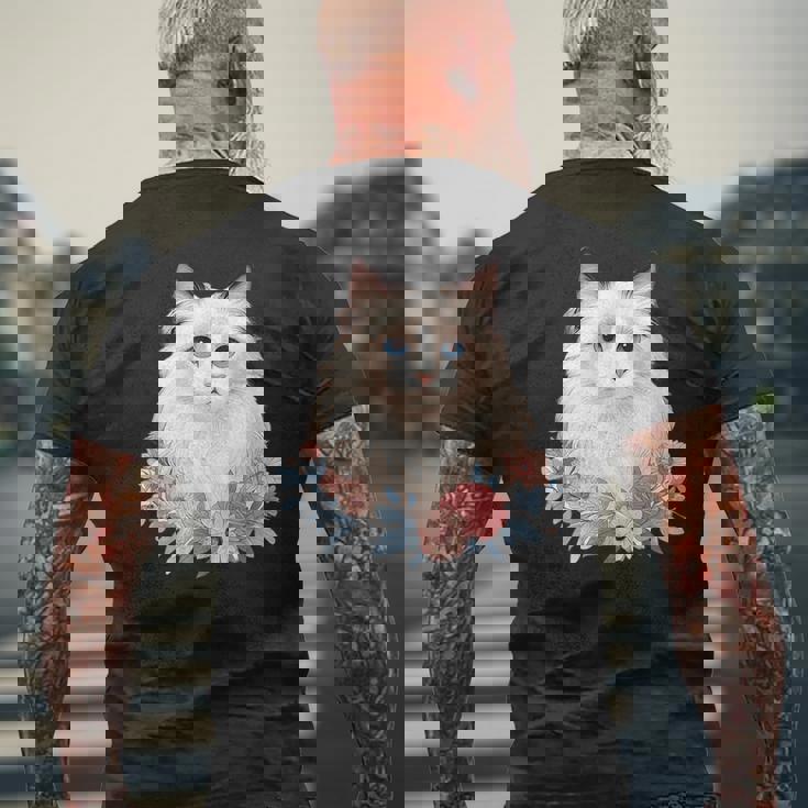 美しいラグドール猫 メンズTシャツ バックプリント 高齢者への贈り物