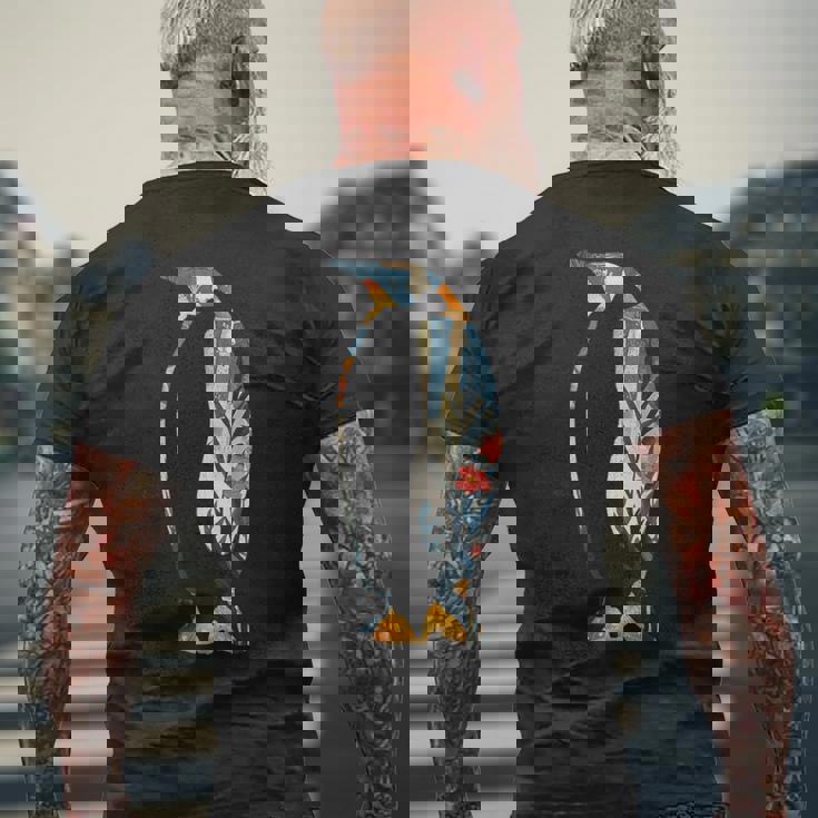 美的シルエット きのこ コタツコア ペンギン メンズTシャツ バックプリント 高齢者への贈り物