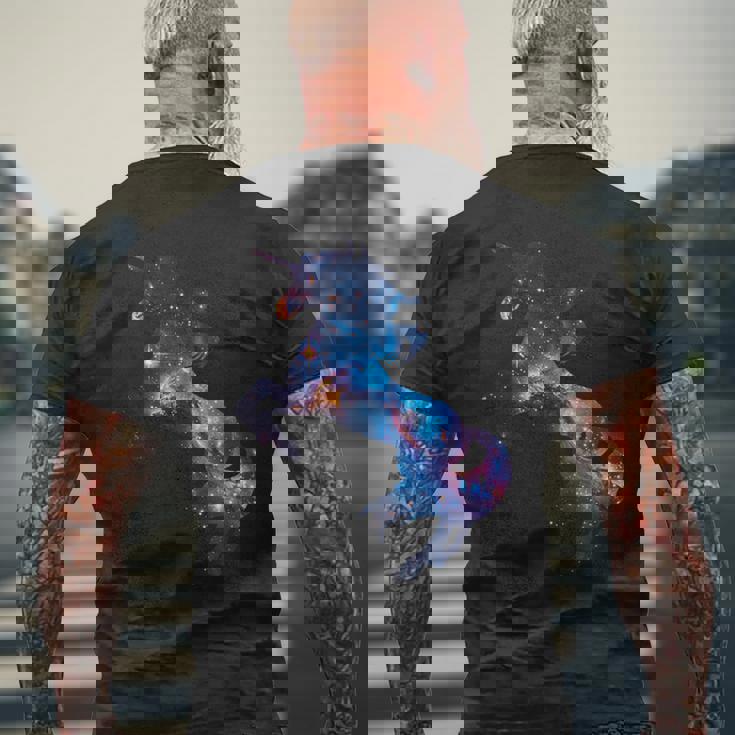 美的シルエット 夢のような宇宙 銀河 ユニコーン メンズTシャツ バックプリント 高齢者への贈り物