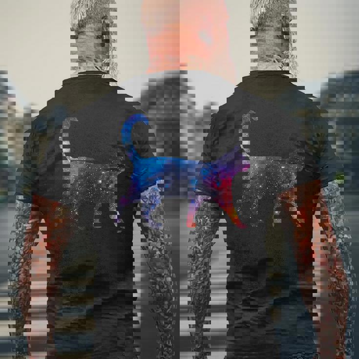 美的シルエット 星 宇宙 銀河 猫 メンズTシャツ バックプリント 高齢者への贈り物