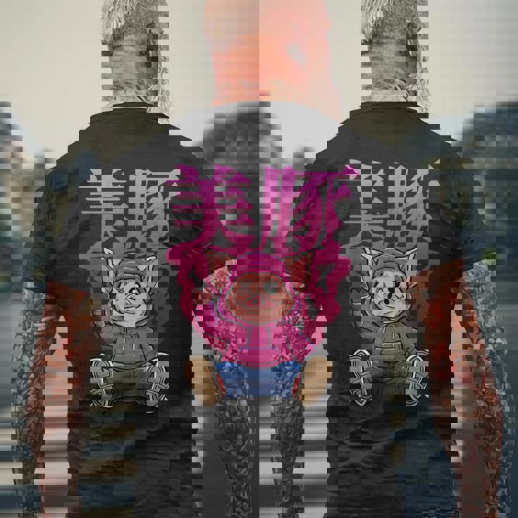 美豚 動物 豚 メンズTシャツ バックプリント 高齢者への贈り物