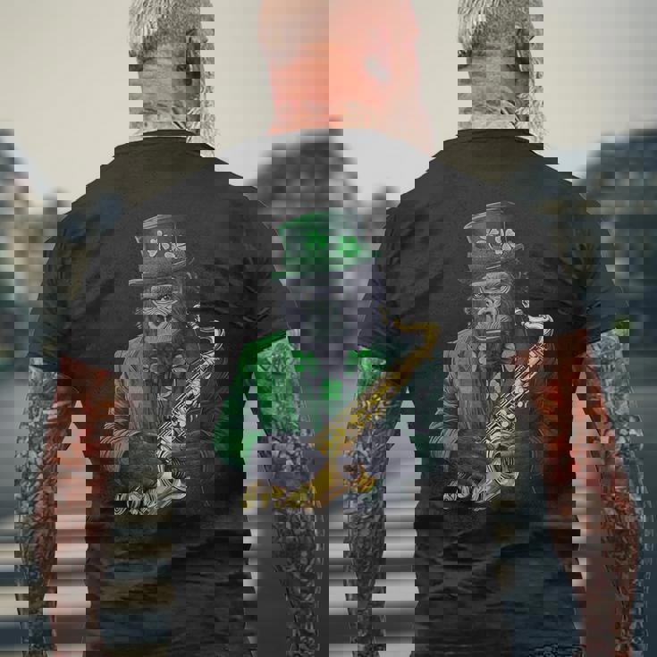 聖パトリックの日 ゴリラサックス メンズTシャツ バックプリント 高齢者への贈り物