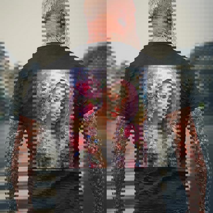 聖母、聖母マリア、聖母マリア、聖母 メンズTシャツ バックプリント 高齢者への贈り物