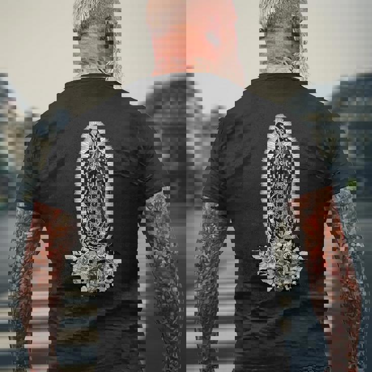 聖母デグアダルーペ 聖マリア キリスト教徒、カトリック教徒向け メンズTシャツ バックプリント 高齢者への贈り物